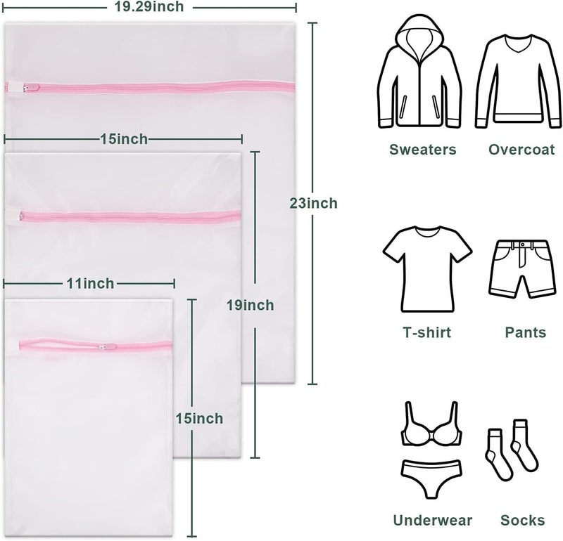 Style Keepers 3 Mesh Laundry Bag for Washing Machine Net Delicates 3 Pcs with Zip Sturdy and Durable Suitable for Travel Pouch lingerie Clothes Travelling Shoe Coats Shirts Sweaters Pants Bras and Baby  - Image 2