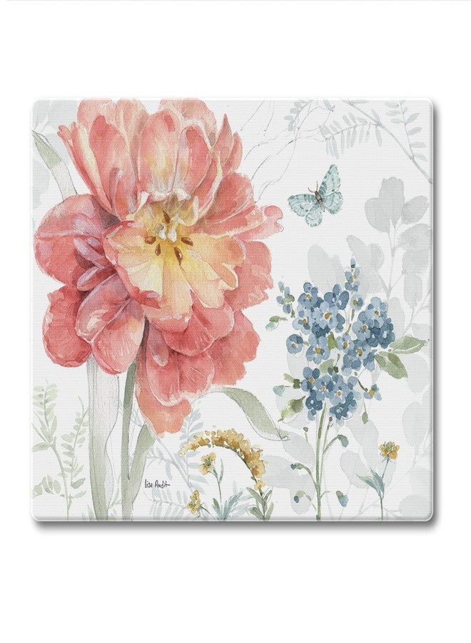 CounterArt Spring Meadow 3mm Tempered Glass Cutting Board 10” x 8” Manufactured in the USA Cheese Board Bar Board - Image 1