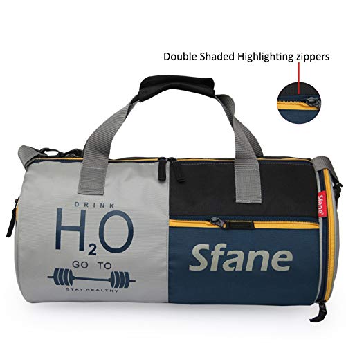Sfane Sports Black & Navy Gym Bag/Duffle Bag/Sports Bag/Shoulder Bag/Sports Bags/Gym Bags for Men & Women with Shoe Compartment - Image 3