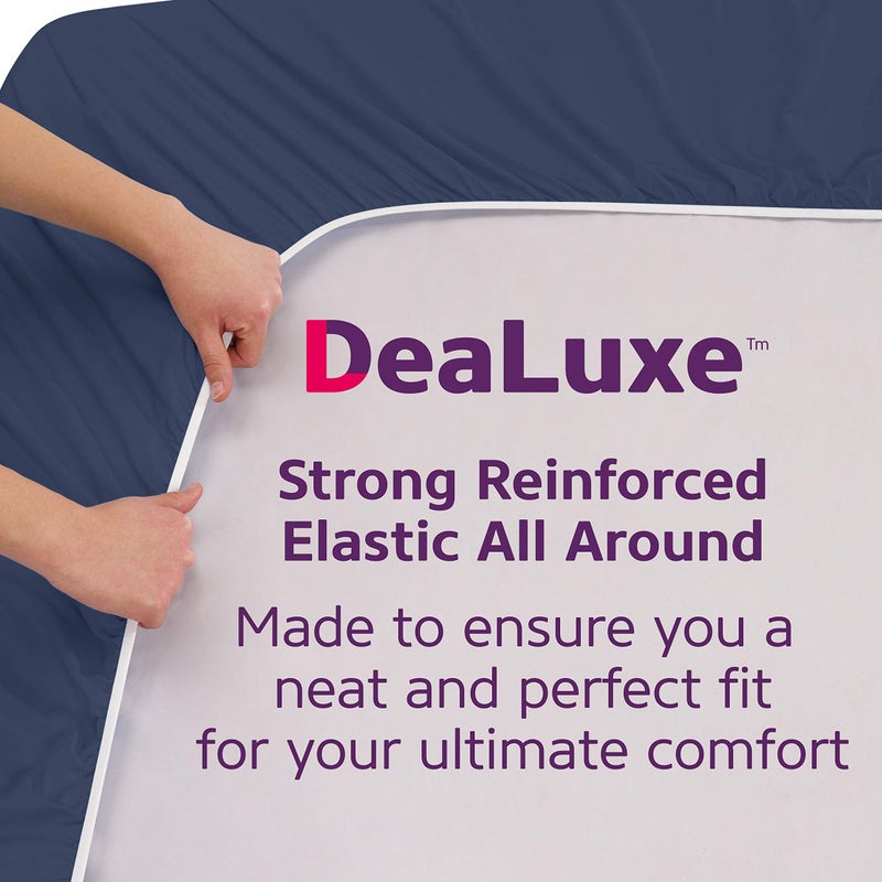 DeaLuxe California King Fitted Sheet Only - Real [16-Inch] Extra Deep Pocket Cal King Size Fitted Sheet - Your Perfectly-FIT Fitted Sheet for 14 -18  Deep Mattress - Best Fit Bottom Sheets - Navy Dark Blue - Image 4