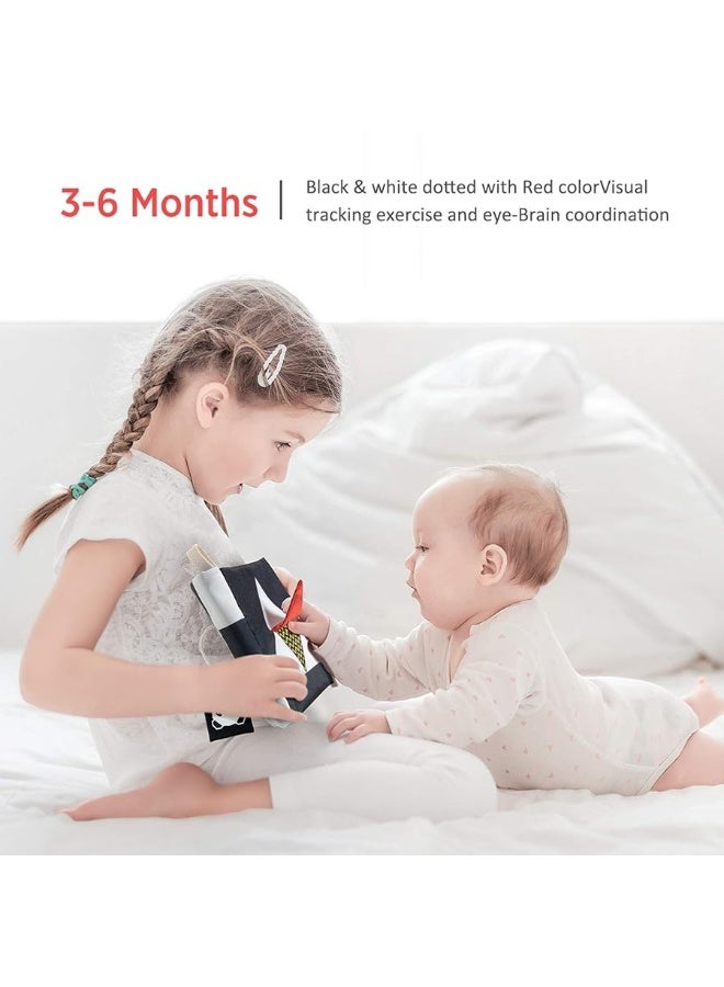 beiens Baby Books Toys, High Contrast Black and White Books Non Toxic Fabric Touch and Feel Crinkle Cloth Books Early Educational Stimulation Toys for Infants Toddlers, Baby Gift Soft Toys Mirror - Image 4