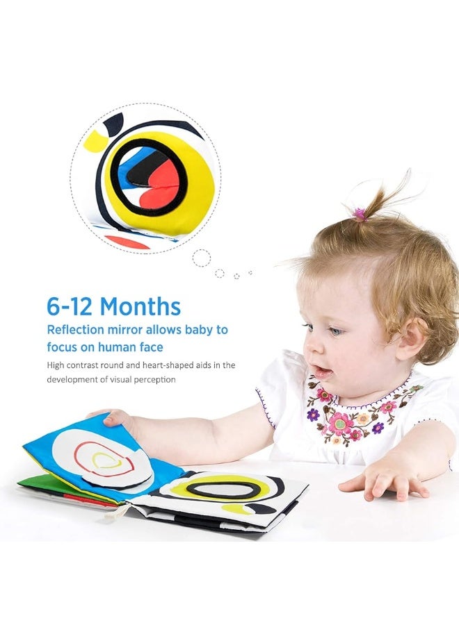 beiens Baby Books Toys, High Contrast Black and White Books Non Toxic Fabric Touch and Feel Crinkle Cloth Books Early Educational Stimulation Toys for Infants Toddlers, Baby Gift Soft Toys Mirror - Image 3