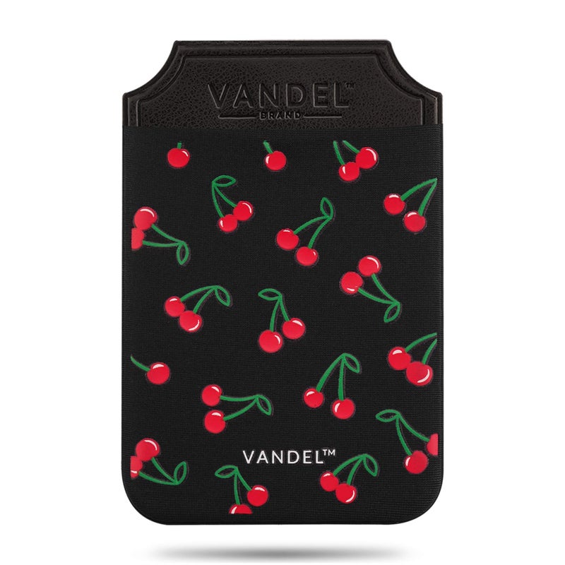 VANDEL Pocket â€“ Stick-On Fabric Phone Wallet Stick On for Women, Cute Credit Card Holder for Phone Case, Back of Phone Fabric Sleeve for iPhone Pocket, Stretchy Wallet Phone Case Cherry - Image 2