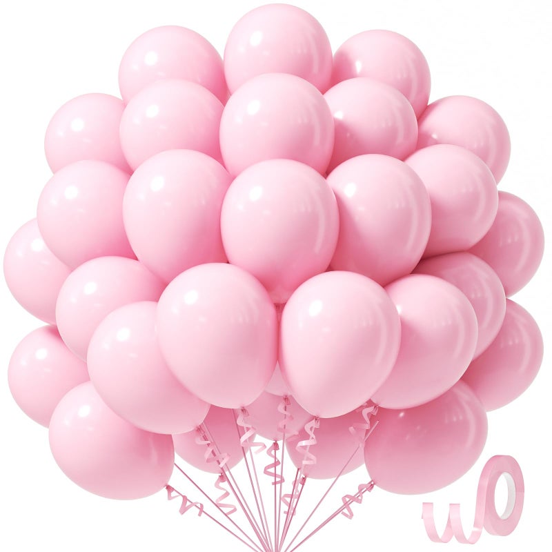 Awenztech Light Pink Balloons 12 inch, Pastel Pink Latex Balloon 50pcs Party Balloons for Graduation Bridal Baby Shower Gender Reveal Birthday Party Decorations - Image 1
