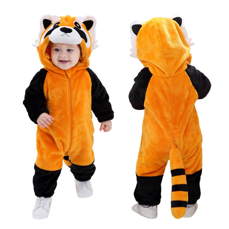 TONWHAR Infants Toddlers Halloween Cosplay Outfit Kids Raccoon Costume Playwear1218 MonthsOrange - Image 2