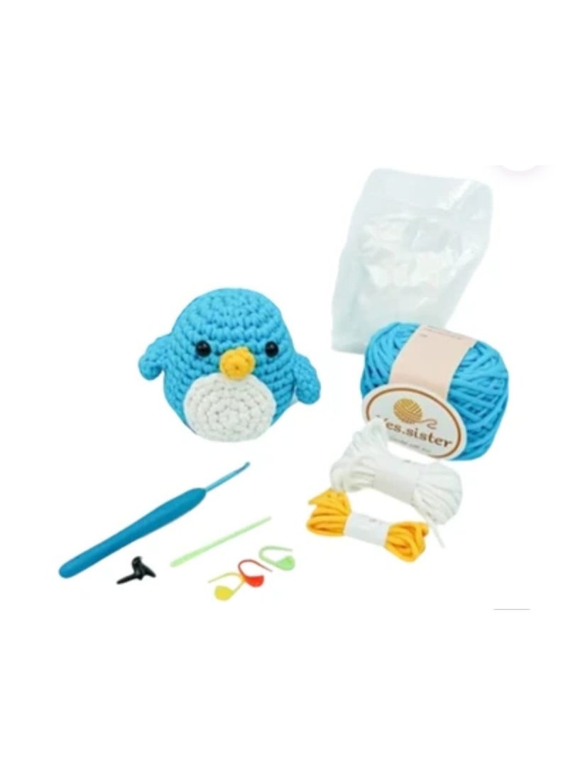 Crochet Kit, Blue Penguin Amigurumi, DIY Craft Set with Yarn, Hook, Stuffing, Complete Beginner Friendly, for Kids & Adults, Great Fun Activity, Nice Gifting Idea - Image 4