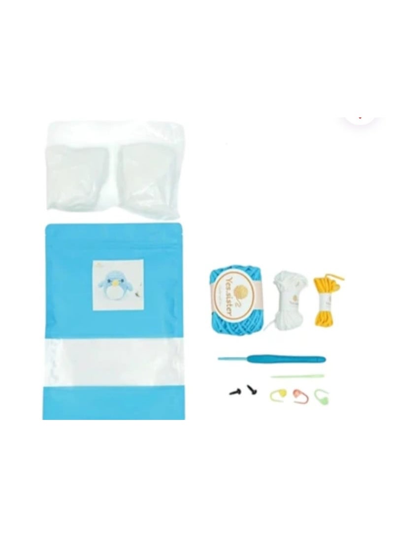 Crochet Kit, Blue Penguin Amigurumi, DIY Craft Set with Yarn, Hook, Stuffing, Complete Beginner Friendly, for Kids & Adults, Great Fun Activity, Nice Gifting Idea - Image 3