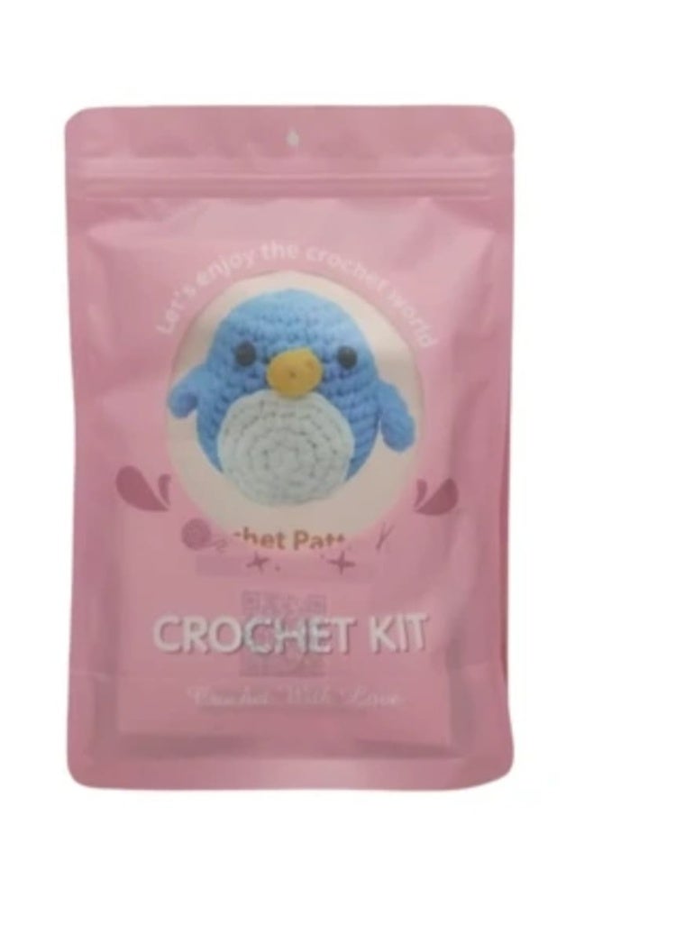 Crochet Kit, Blue Penguin Amigurumi, DIY Craft Set with Yarn, Hook, Stuffing, Complete Beginner Friendly, for Kids & Adults, Great Fun Activity, Nice Gifting Idea - Image 1