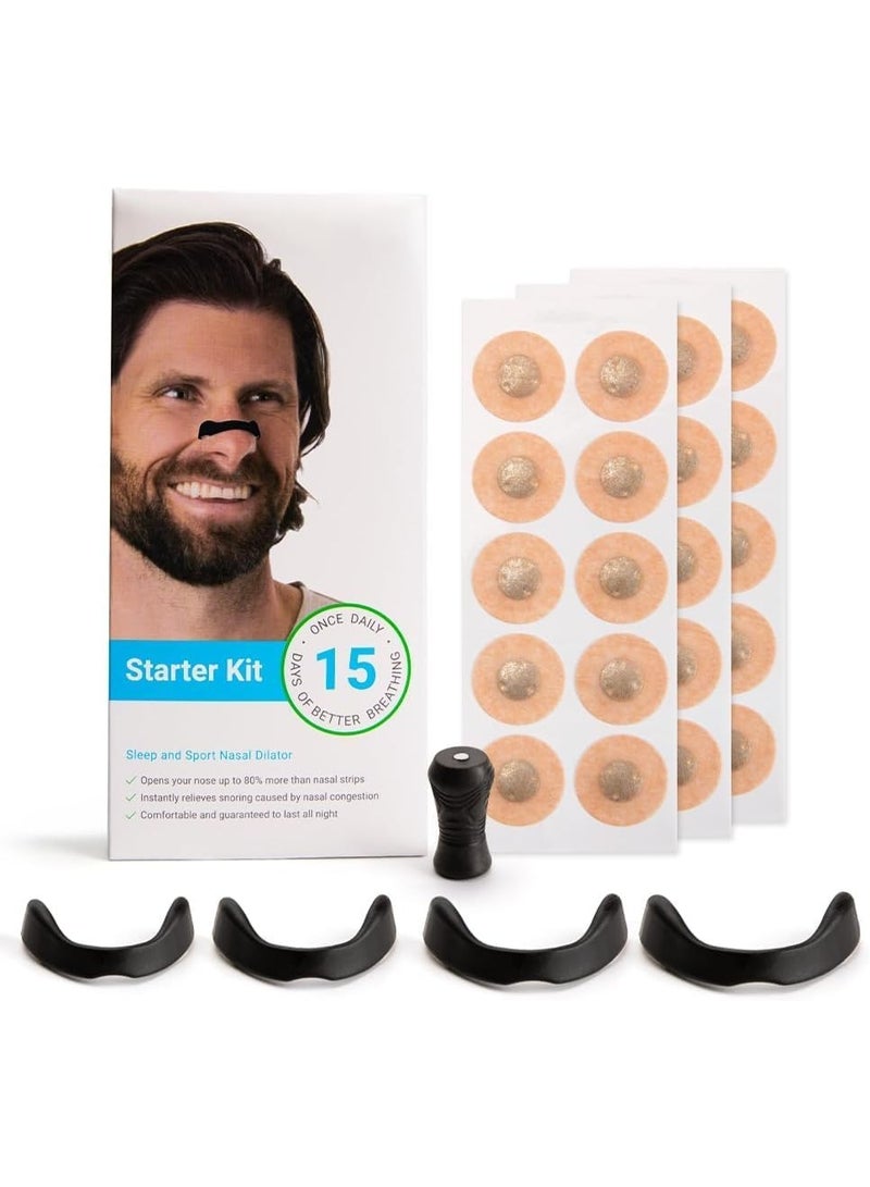 Anti-Snoring Nasal Dilators Nose Clip Set – Magnetic Nasal Breathing Strips for Better Sleep, Sports & Exercise Airflow – Reusable Starter Kit, Black (15 Pack) - Image 1