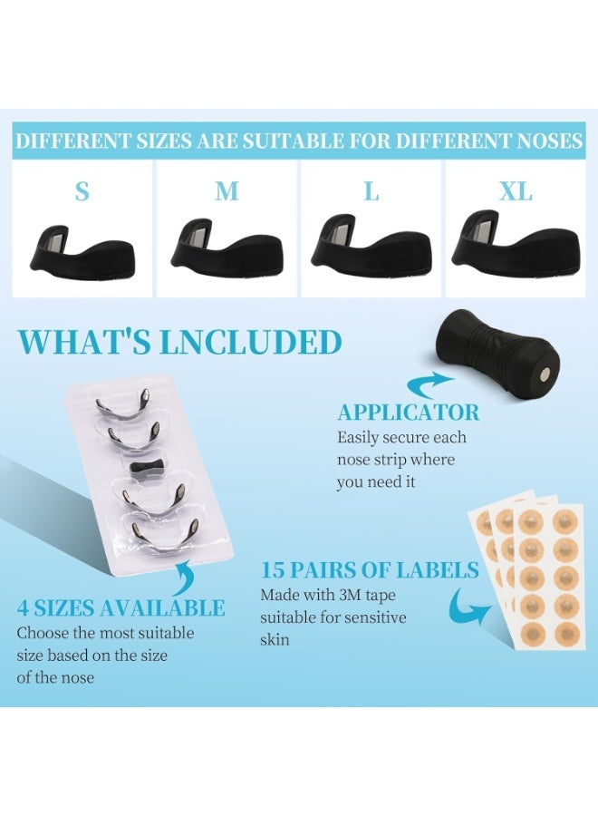 Anti-Snoring Nasal Dilators Nose Clip Set – Magnetic Nasal Breathing Strips for Better Sleep, Sports & Exercise Airflow – Reusable Starter Kit, Black (15 Pack) - Image 4