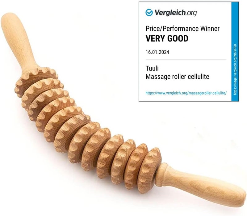 tuuli Accessories - Curved Wooden Massage Roller for Waist and Thigh, Multi-Functional Body Roller for Cellulite Reduction and Muscle Tension, Natural Massager for Women and Men - Image 3