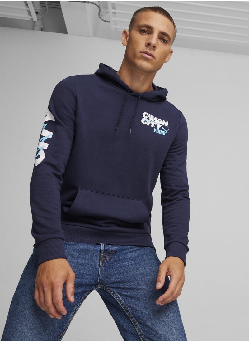 PUMA Manchester City Ftblicons Mens Blue Hoodie  - Image 1
