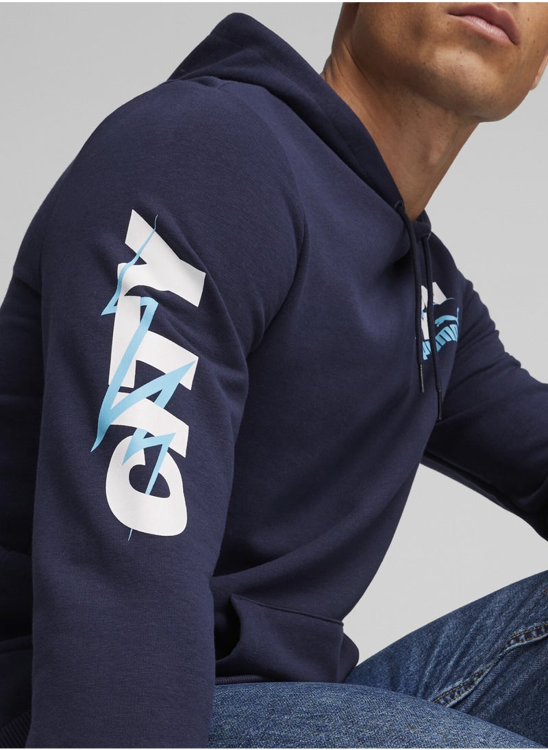 PUMA Manchester City Ftblicons Mens Blue Hoodie  - Image 2