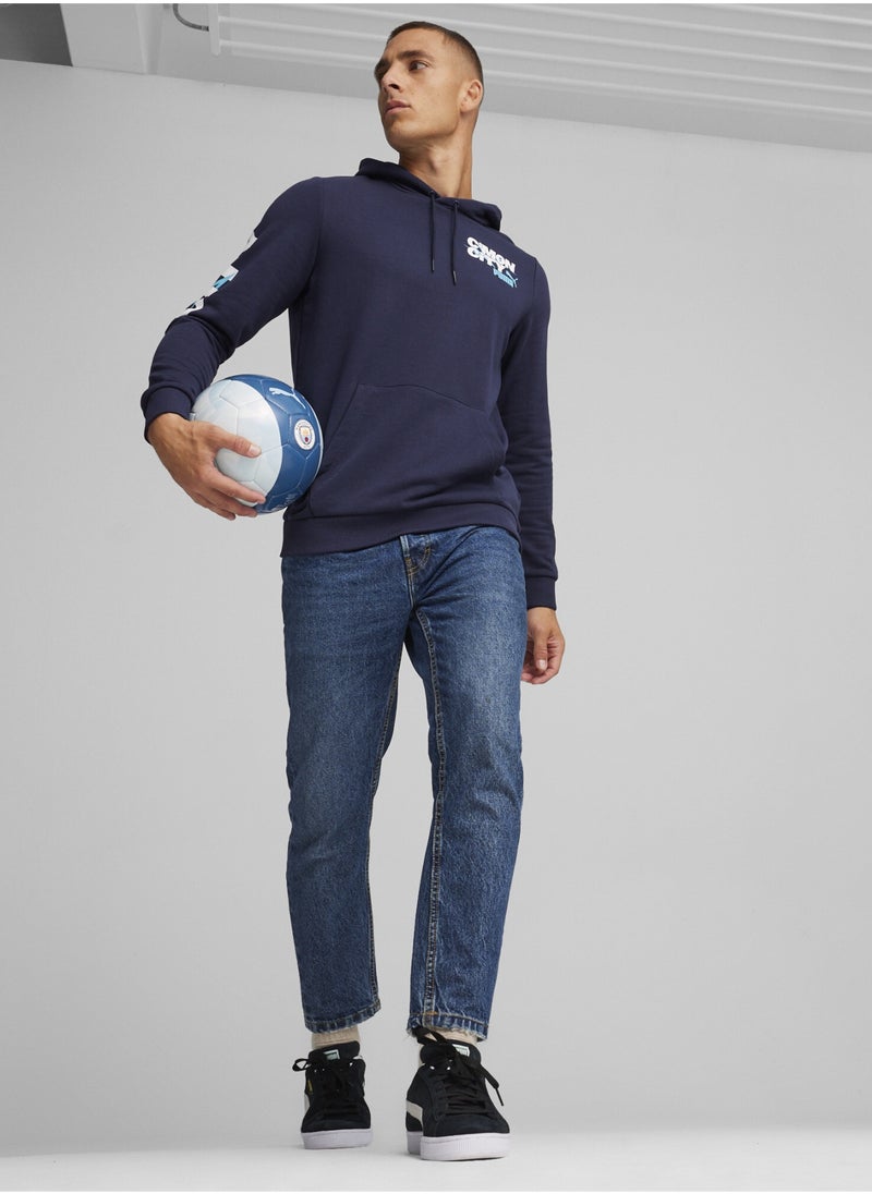 PUMA Manchester City Ftblicons Mens Blue Hoodie  - Image 3