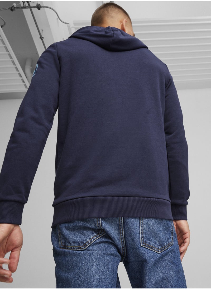 PUMA Manchester City Ftblicons Mens Blue Hoodie  - Image 4