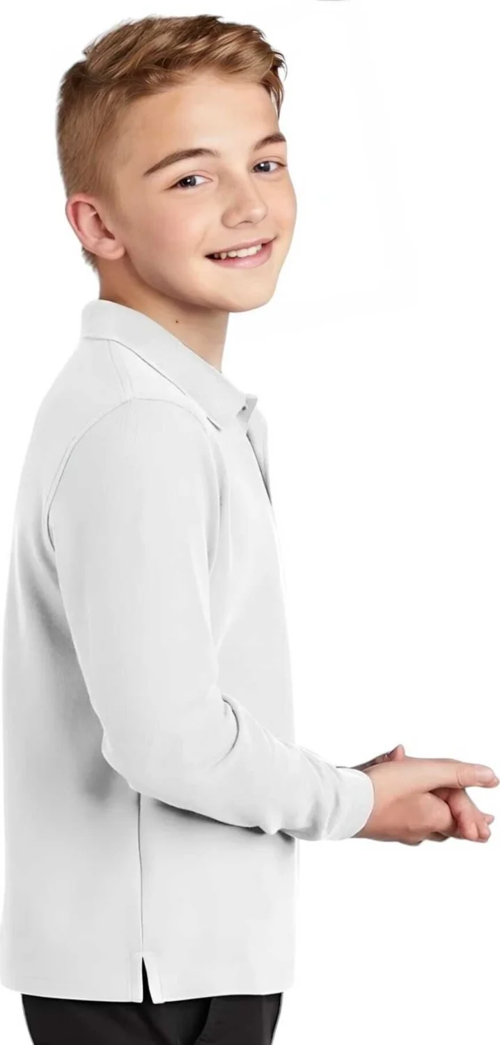 Tezzgelsin 3-Piece Boy Long Sleeve Cotton Polo Neck T-Shirt Daily and School Uniform School T-Shirt