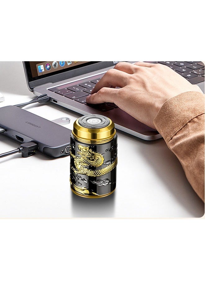 ZVEV Mini Electric Shaver, 3D Embossed Dragon Pattern Portable Pocket Travel Shaver, USB Rechargeable Waterproof Electric Razor (Gold ) - Image 3