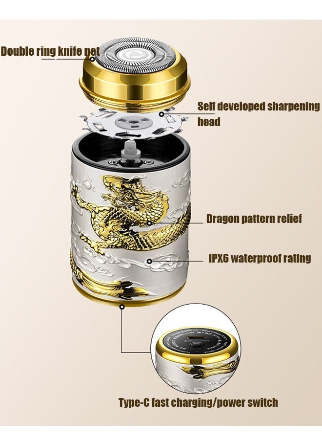 ZVEV Mini Electric Shaver, 3D Embossed Dragon Pattern Portable Pocket Travel Shaver, USB Rechargeable Waterproof Electric Razor (Gold ) - Image 4