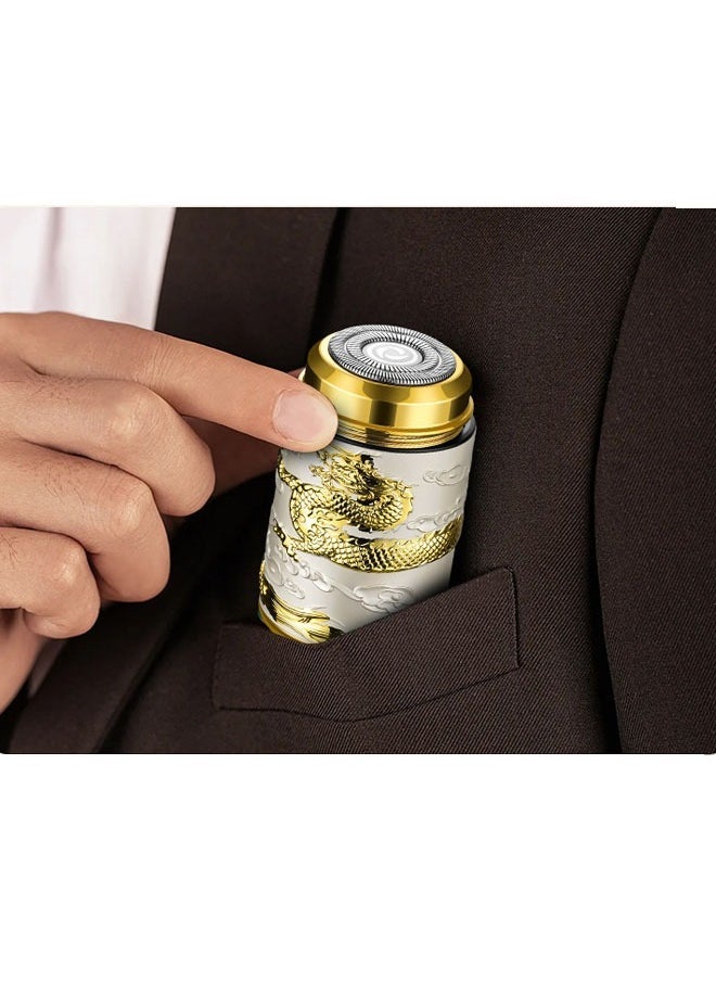 ZVEV Mini Electric Shaver, 3D Embossed Dragon Pattern Portable Pocket Travel Shaver, USB Rechargeable Waterproof Electric Razor (Gold ) - Image 5