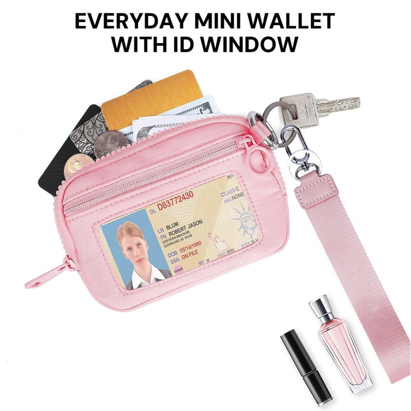 YDF The Iris Wallet for Women Mini Zip Card Case with Clear ID Window Zipper Coin Purse Lightweight Portable Keychain Wallet - Image 5