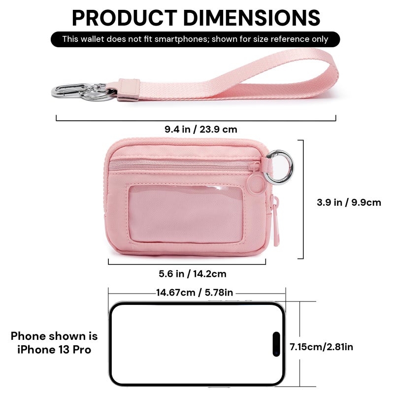 YDF The Iris Wallet for Women Mini Zip Card Case with Clear ID Window Zipper Coin Purse Lightweight Portable Keychain Wallet - Image 2