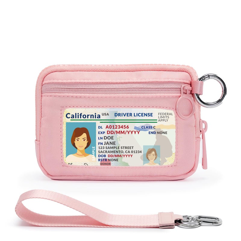 YDF The Iris Wallet for Women Mini Zip Card Case with Clear ID Window Zipper Coin Purse Lightweight Portable Keychain Wallet - Image 1