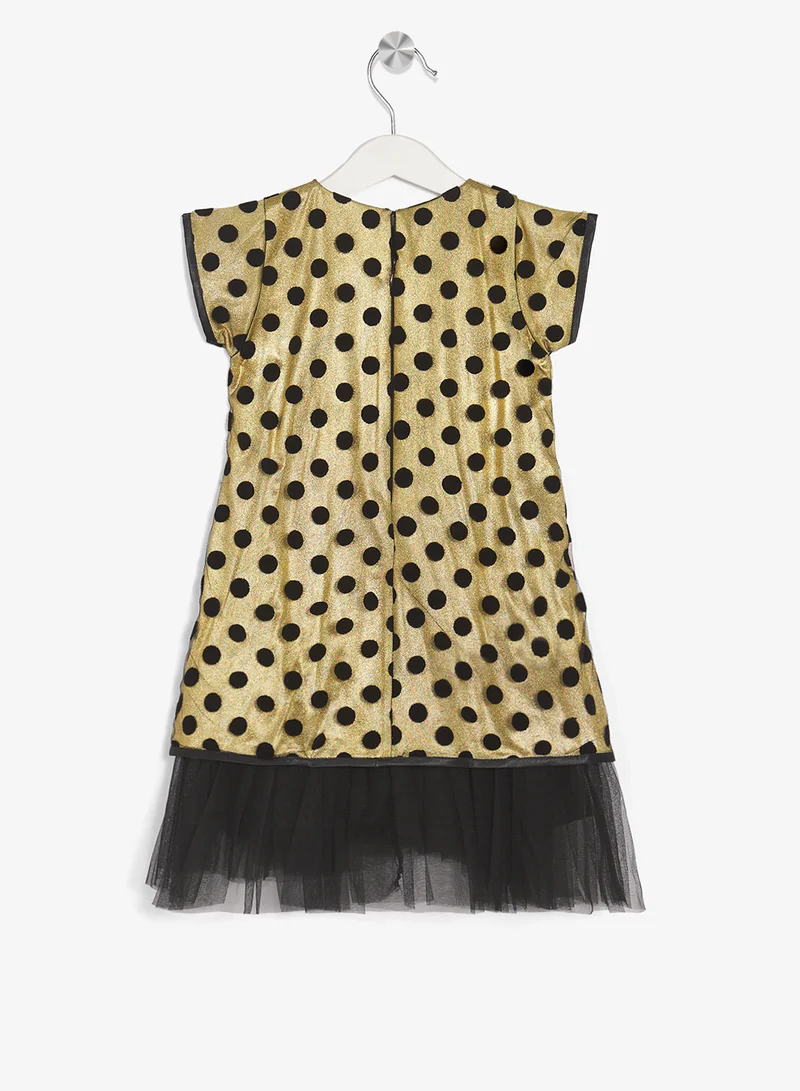 Little Golden Apple Little Short Sleeve Dotted Dress
