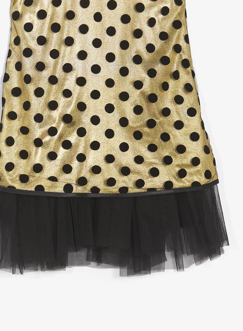 Little Golden Apple Little Short Sleeve Dotted Dress