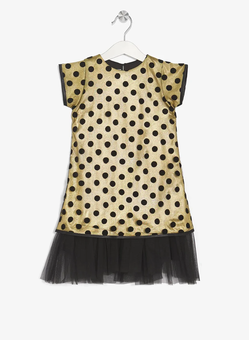 Little Golden Apple Little Short Sleeve Dotted Dress