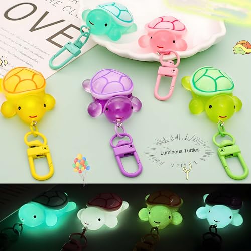 Roioiow 10Pcs Mini Luminous Turtle Keychain Bag Charms, Kawaii Keyrings for Women Kids, Purse Backpack Decor, Car Keys Accessory - Image 3