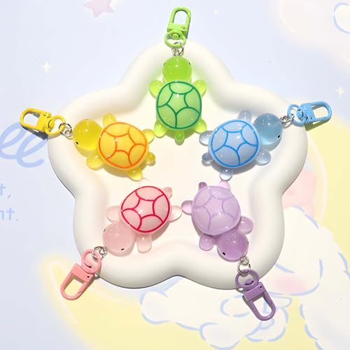 Roioiow 10Pcs Mini Luminous Turtle Keychain Bag Charms, Kawaii Keyrings for Women Kids, Purse Backpack Decor, Car Keys Accessory - Image 5