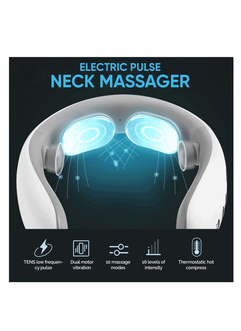 Generic Neck Massager, Portable Heated Neck Lymphatic Massager for Neck Pain & Fatigue Relief, Heating and Vibration Functions, Neck Massager with 10 Modes 16 Levels, High-Elastic Frame Design, Perfect Gifts  - Image 3