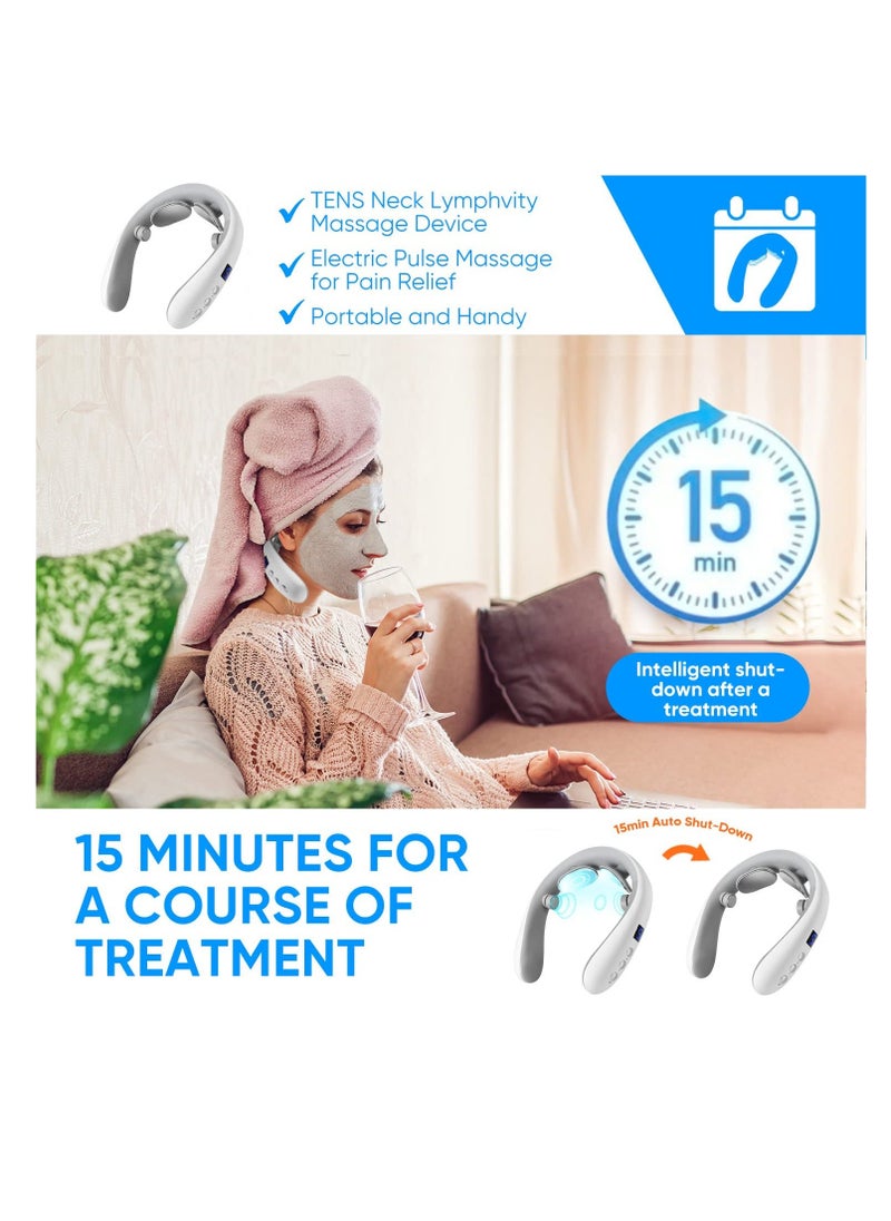 Generic Neck Massager, Portable Heated Neck Lymphatic Massager for Neck Pain & Fatigue Relief, Heating and Vibration Functions, Neck Massager with 10 Modes 16 Levels, High-Elastic Frame Design, Perfect Gifts  - Image 2