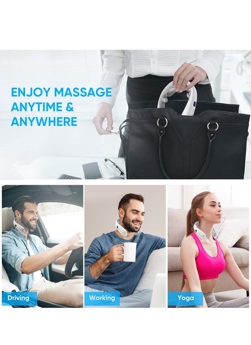 Generic - Neck Massager, Portable Heated Neck Lymphatic Massager for Neck Pain & Fatigue Relief, Heating and Vibration Functions, Neck Massager with 10 Modes 16 Levels, High-Elastic Frame Design, Perfect Gifts - Image 1
