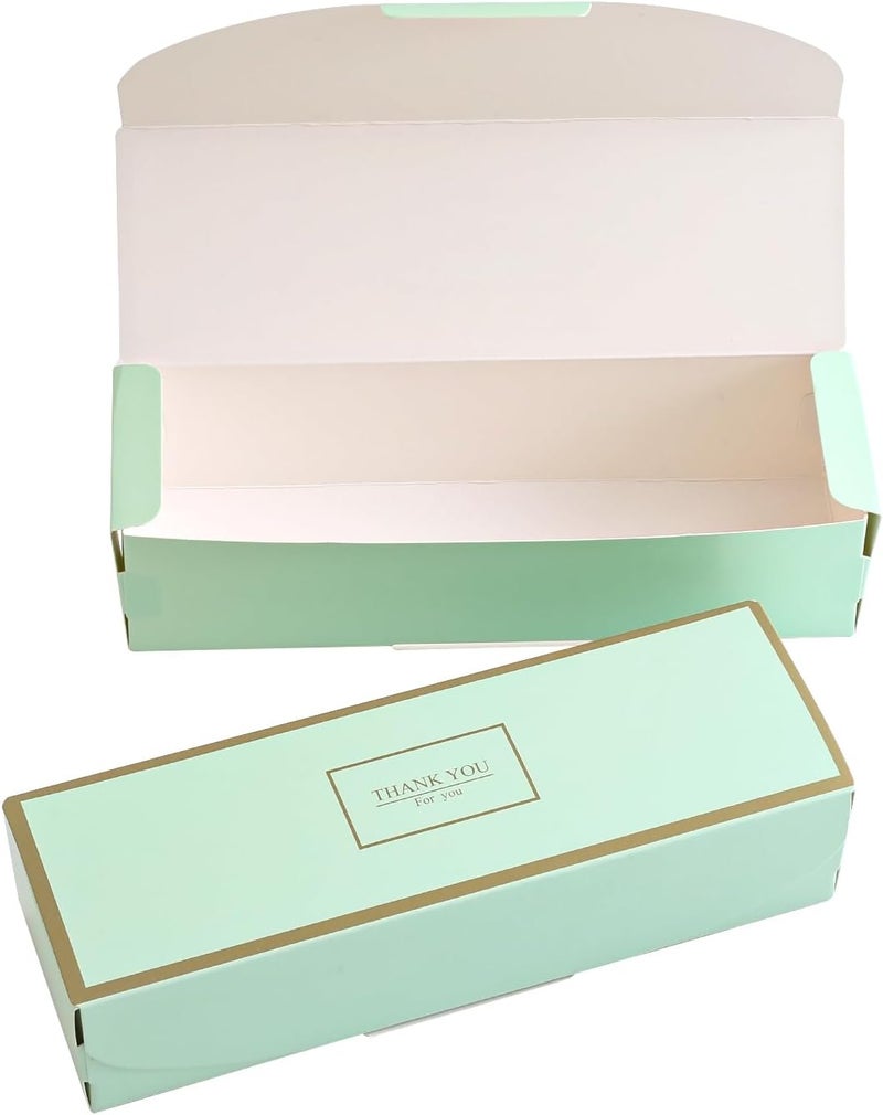 Red Dot Gift 10pcs Thank You Box - Apple Green Rectangle Cardboard Biscuit Boxes - Image 1