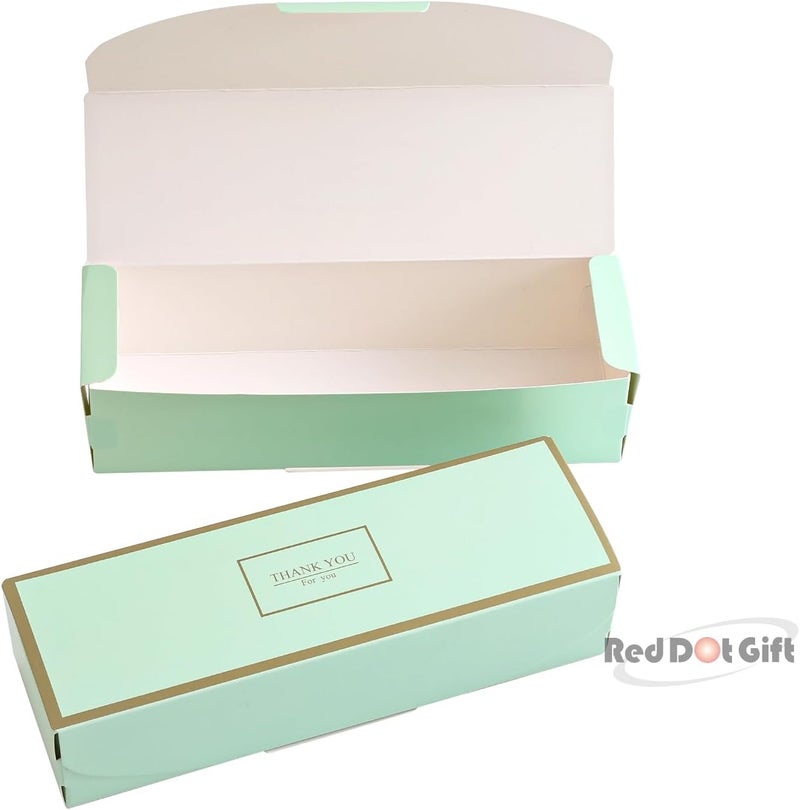 Red Dot Gift 10pcs Thank You Box - Apple Green Rectangle Cardboard Biscuit Boxes - Image 3