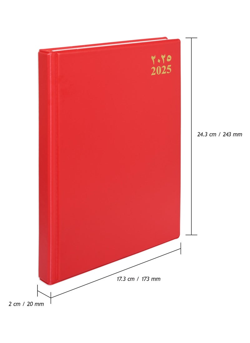 FIS FIS 2025 Agenda Diary Arabic/English Left Side Opening with 12 Months Index, PVC Hard Cover Red - FSDI63AEL25RE  - Image 4
