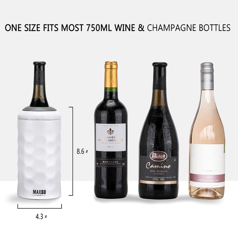 MAXSO Wine Chiller Bucket, Portable 750 ml Champagne & Wine Bottle Cooler Keep Wine & Beverages Cold, Stainless Steel Vacuum Insulated Wine Gifts for Wine Lovers - Silver - Image 4