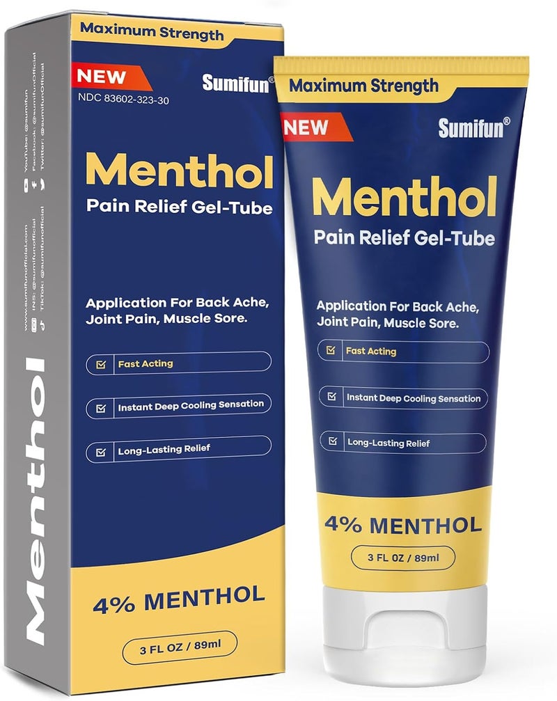 Sumifun Menthol Pain Relief GelTube3 FL OZ Tube Pack of 2 for Knee  Lower Back Sore Muscle Neck Shoulder Pain Relief - Image 1