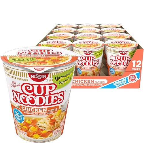 Nissin Cup Noodles Ramen Noodle Soup Chicken Microwaveable Paper Cup 225 Ounce Pack of 12 - Image 1