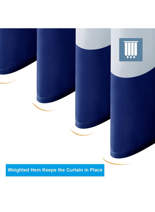 AmazerBath Navy Blue Shower Curtain, 72" W x 72" H Blue and White Stripes, Fabric for Bathroom, with 2 Heavy Stones - Image 4