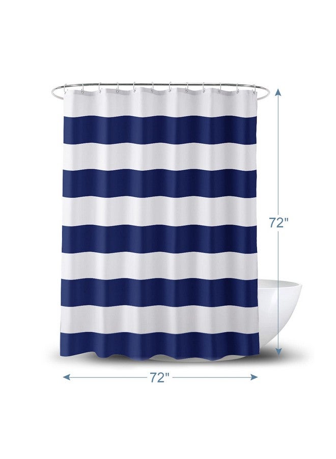 AmazerBath Navy Blue Shower Curtain, 72" W x 72" H Blue and White Stripes, Fabric for Bathroom, with 2 Heavy Stones - Image 5