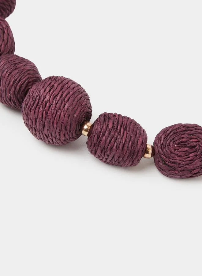 Styli  Purple Raffia Beaded Necklace for Women | Best Price UAE