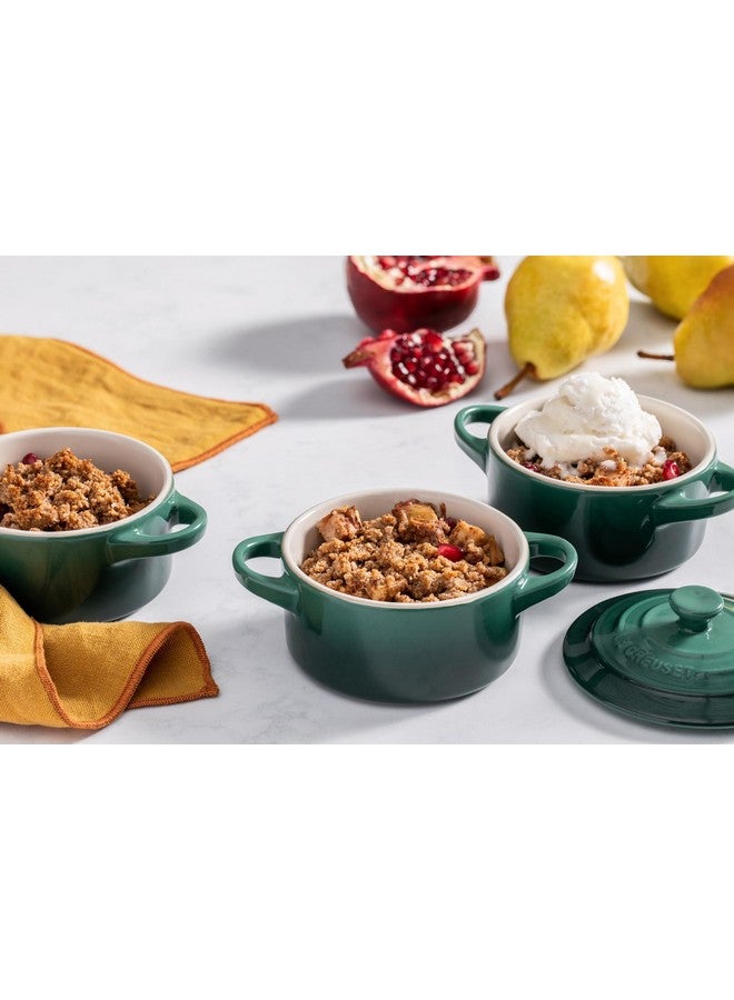 Le Creuset Le Creuset Stoneware Set of 4 Mini Cocottes with Cookbook, 8 oz. each, Artichaut  - Image 2