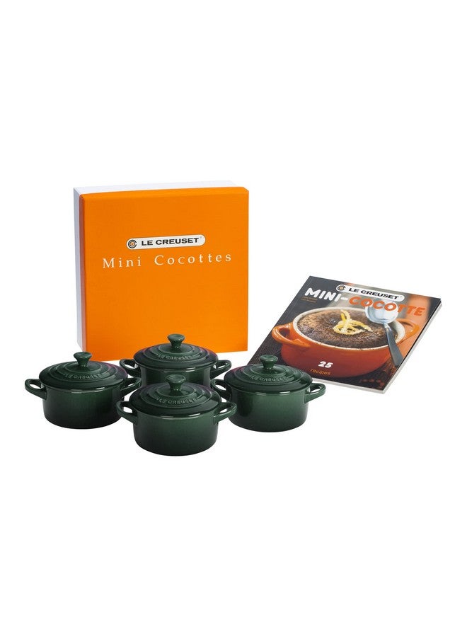 Le Creuset Le Creuset Stoneware Set of 4 Mini Cocottes with Cookbook, 8 oz. each, Artichaut  - Image 1