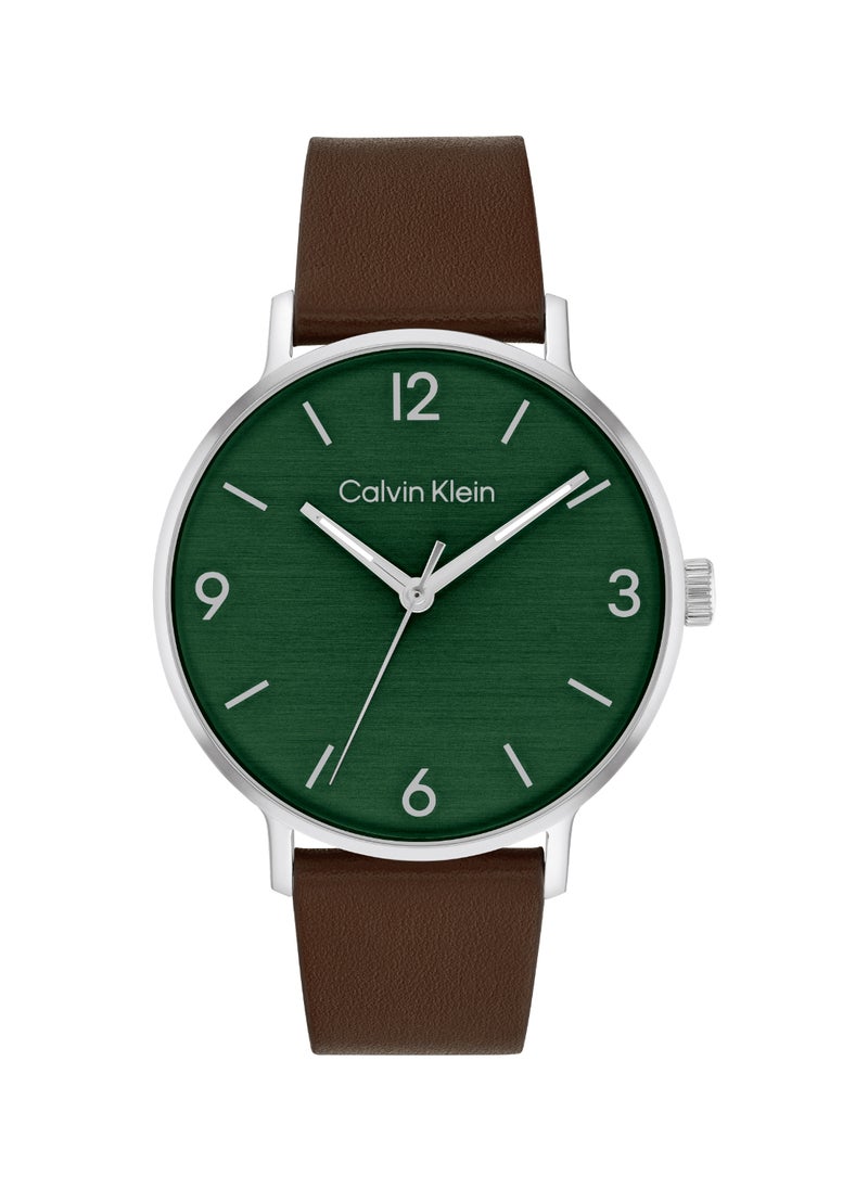 CALVIN KLEIN ساعة رجالية دائرية أنالوج بعلبة خضراء - 25200435  - Image 1