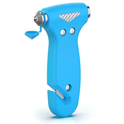 THINKWORK Car Safety Hammer for Teen Boy and Men's Gifts, Blue Three-in-One Emergency Escape Tool with Window Breaker and Seat Belt Cutter, Safety Emergency Car Escape Tool for Family and Children - Image 1