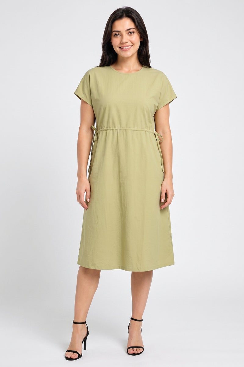 Threadbare Women Solid Plain Midi Dress, Sage Green - Image 1