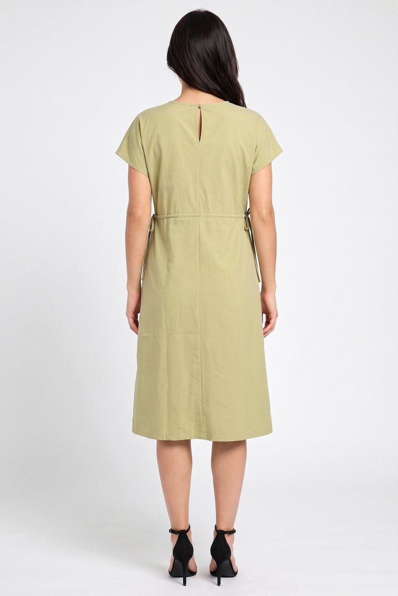 Threadbare Women Solid Plain Midi Dress, Sage Green - Image 4