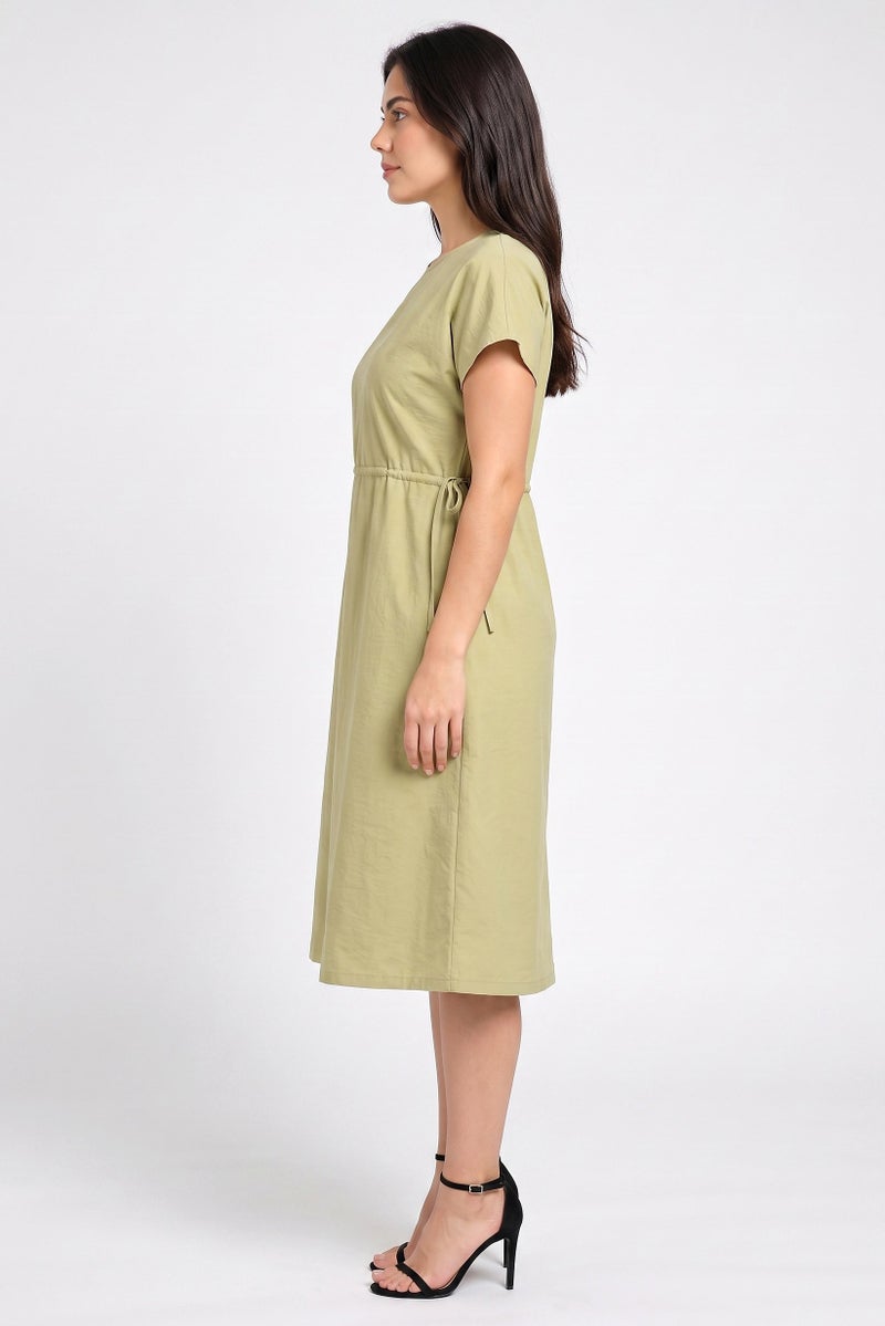 Threadbare Women Solid Plain Midi Dress, Sage Green - Image 3